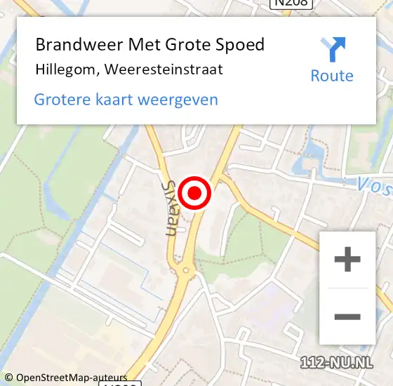 Locatie op kaart van de 112 melding: Brandweer Met Grote Spoed Naar Hillegom, Weeresteinstraat op 9 september 2014 17:21