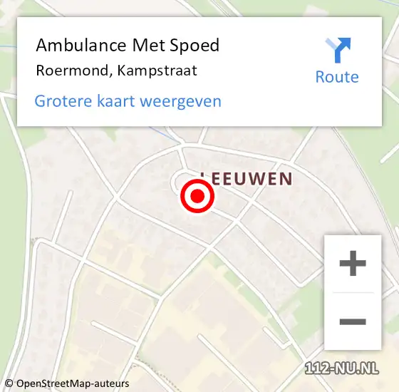 Locatie op kaart van de 112 melding: Ambulance Met Spoed Naar Roermond, Kampstraat op 28 september 2023 09:05