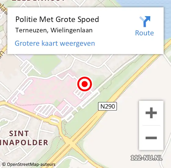 Locatie op kaart van de 112 melding: Politie Met Grote Spoed Naar Terneuzen, Wielingenlaan op 28 september 2023 09:06