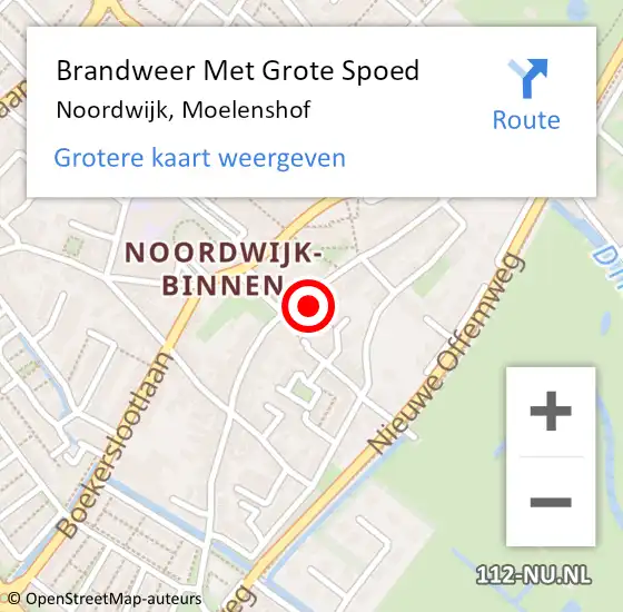 Locatie op kaart van de 112 melding: Brandweer Met Grote Spoed Naar Noordwijk, Moelenshof op 28 september 2023 09:10