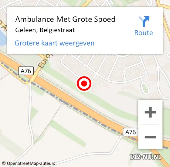 Locatie op kaart van de 112 melding: Ambulance Met Grote Spoed Naar Geleen, Belgiestraat op 14 oktober 2013 06:05