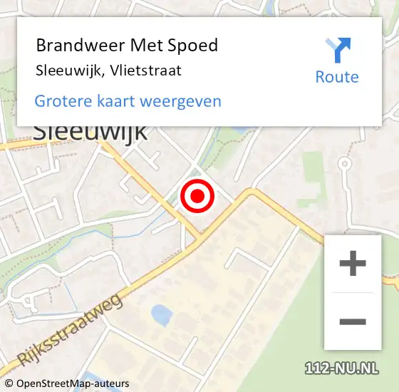 Locatie op kaart van de 112 melding: Brandweer Met Spoed Naar Sleeuwijk, Vlietstraat op 28 september 2023 09:27
