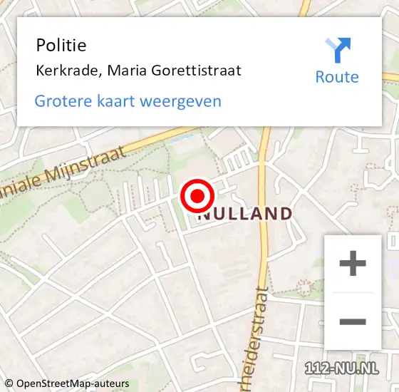 Locatie op kaart van de 112 melding: Politie Kerkrade, Maria Gorettistraat op 28 september 2023 09:28