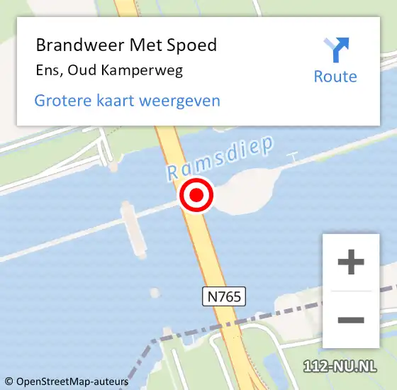 Locatie op kaart van de 112 melding: Brandweer Met Spoed Naar Ens, Oud Kamperweg op 28 september 2023 09:37