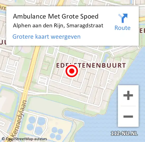 Locatie op kaart van de 112 melding: Ambulance Met Grote Spoed Naar Alphen aan den Rijn, Smaragdstraat op 28 september 2023 09:53