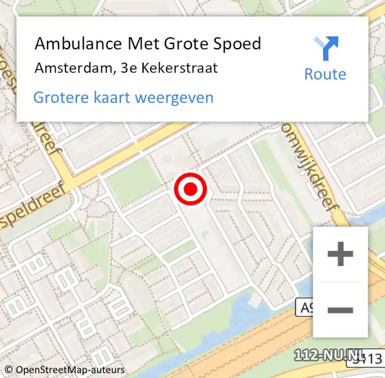 Locatie op kaart van de 112 melding: Ambulance Met Grote Spoed Naar Amsterdam, 3e Kekerstraat op 28 september 2023 10:21
