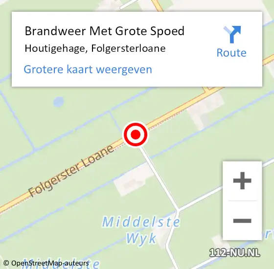 Locatie op kaart van de 112 melding: Brandweer Met Grote Spoed Naar Houtigehage, Folgersterloane op 9 september 2014 17:33