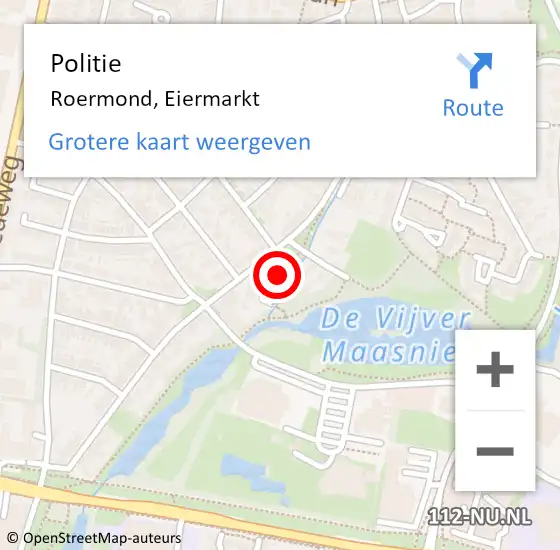 Locatie op kaart van de 112 melding: Politie Roermond, Eiermarkt op 28 september 2023 10:46