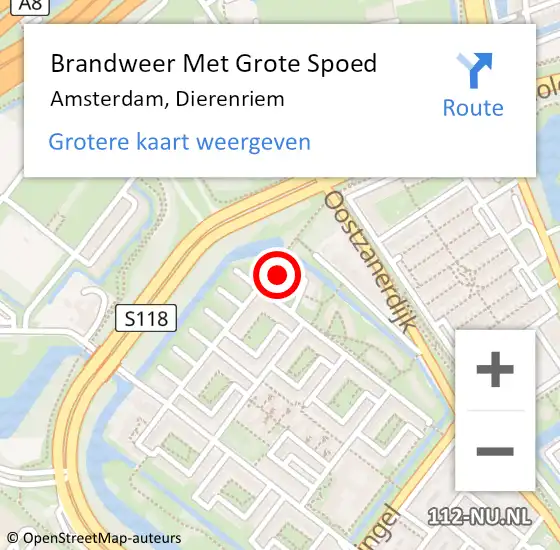 Locatie op kaart van de 112 melding: Brandweer Met Grote Spoed Naar Amsterdam, Dierenriem op 28 september 2023 10:57