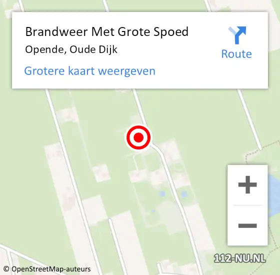 Locatie op kaart van de 112 melding: Brandweer Met Grote Spoed Naar Opende, Oude Dijk op 28 september 2023 10:57