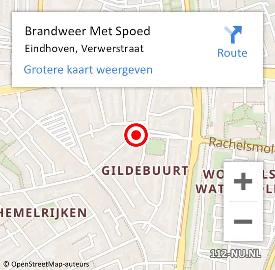 Locatie op kaart van de 112 melding: Brandweer Met Spoed Naar Eindhoven, Verwerstraat op 28 september 2023 11:26