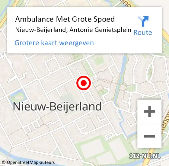 Locatie op kaart van de 112 melding: Ambulance Met Grote Spoed Naar Nieuw-Beijerland, Antonie Genietsplein op 28 september 2023 11:39