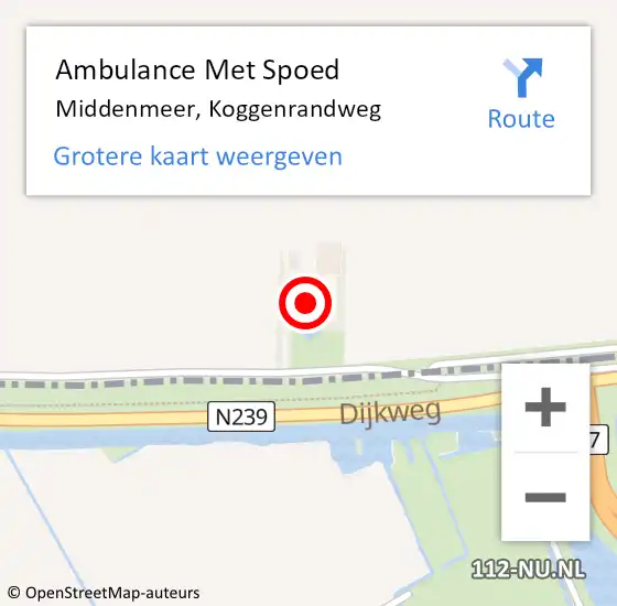Locatie op kaart van de 112 melding: Ambulance Met Spoed Naar Middenmeer, Koggenrandweg op 28 september 2023 12:13