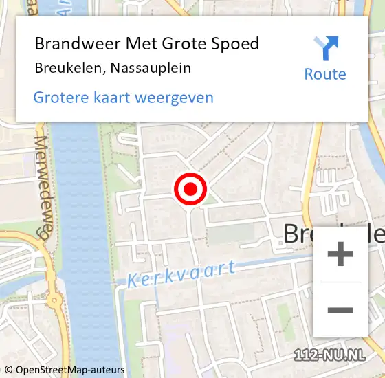 Locatie op kaart van de 112 melding: Brandweer Met Grote Spoed Naar Breukelen, Nassauplein op 28 september 2023 12:37