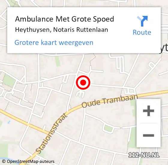 Locatie op kaart van de 112 melding: Ambulance Met Grote Spoed Naar Heythuysen, Notaris Ruttenlaan op 28 september 2023 12:37