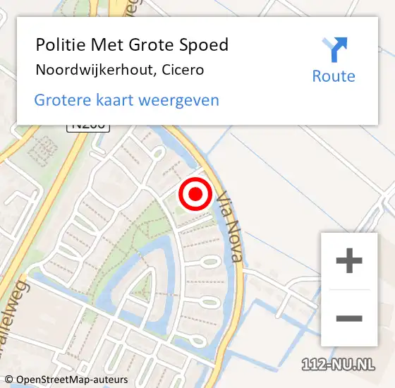 Locatie op kaart van de 112 melding: Politie Met Grote Spoed Naar Noordwijkerhout, Cicero op 28 september 2023 12:45