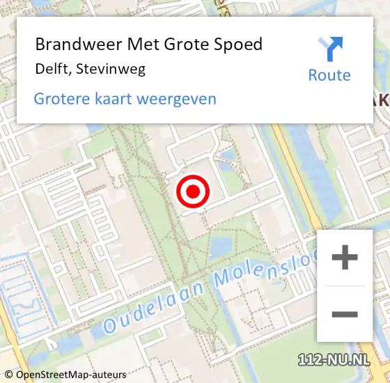 Locatie op kaart van de 112 melding: Brandweer Met Grote Spoed Naar Delft, Stevinweg op 28 september 2023 12:56