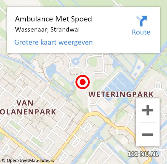 Locatie op kaart van de 112 melding: Ambulance Met Spoed Naar Wassenaar, Strandwal op 28 september 2023 13:02