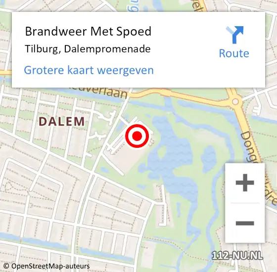 Locatie op kaart van de 112 melding: Brandweer Met Spoed Naar Tilburg, Dalempromenade op 28 september 2023 13:14