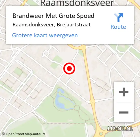 Locatie op kaart van de 112 melding: Brandweer Met Grote Spoed Naar Raamsdonksveer, Brejaartstraat op 28 september 2023 13:20