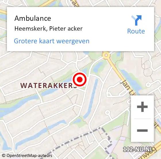 Locatie op kaart van de 112 melding: Ambulance Heemskerk, Pieter acker op 28 september 2023 13:59