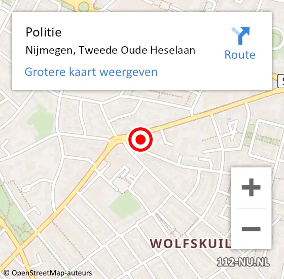 Locatie op kaart van de 112 melding: Politie Nijmegen, Tweede Oude Heselaan op 28 september 2023 14:07