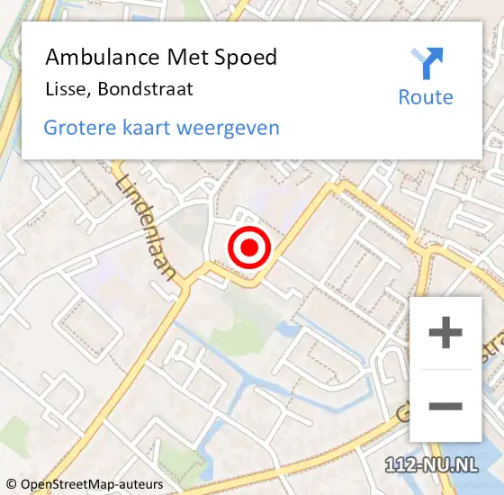 Locatie op kaart van de 112 melding: Ambulance Met Spoed Naar Lisse, Bondstraat op 28 september 2023 14:21