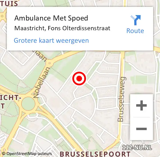 Locatie op kaart van de 112 melding: Ambulance Met Spoed Naar Maastricht, Fons Olterdissenstraat op 28 september 2023 14:35