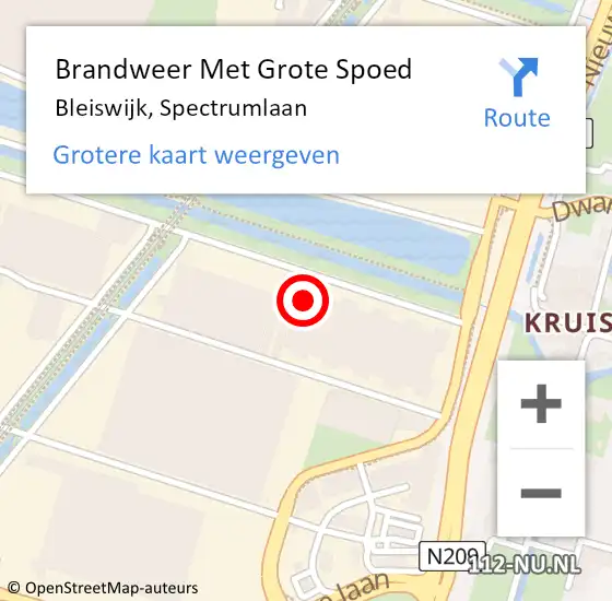 Locatie op kaart van de 112 melding: Brandweer Met Grote Spoed Naar Bleiswijk, Spectrumlaan op 28 september 2023 14:37