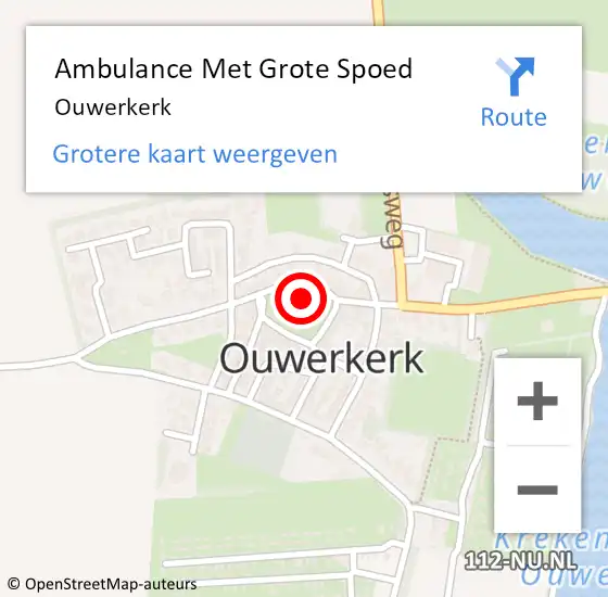 Locatie op kaart van de 112 melding: Ambulance Met Grote Spoed Naar Ouwerkerk op 28 september 2023 14:42