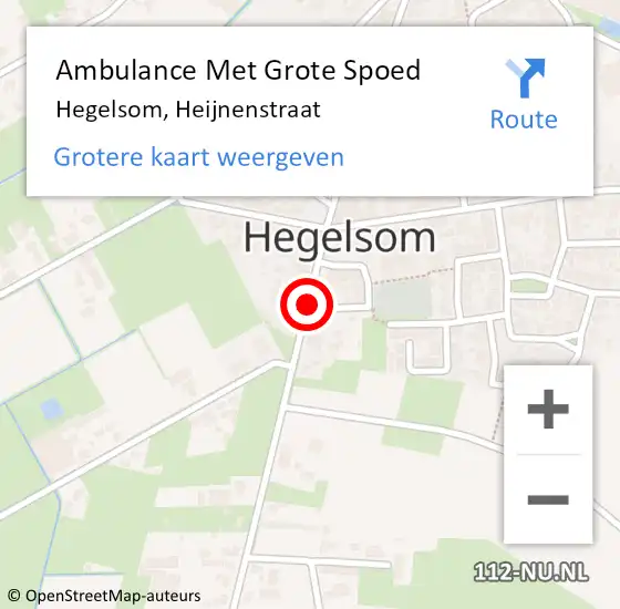 Locatie op kaart van de 112 melding: Ambulance Met Grote Spoed Naar Hegelsom, Heijnenstraat op 14 oktober 2013 06:17