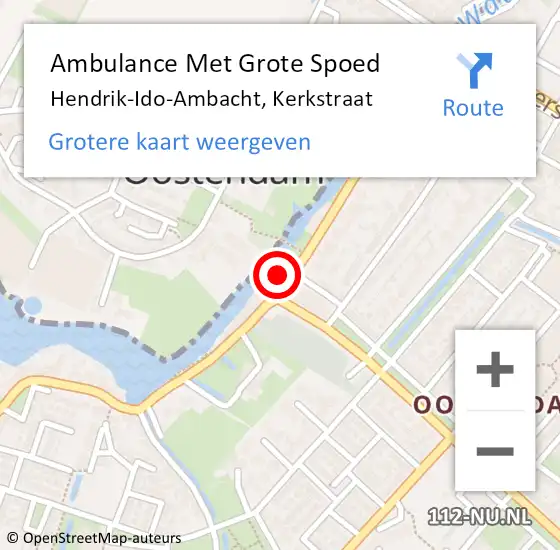 Locatie op kaart van de 112 melding: Ambulance Met Grote Spoed Naar Hendrik-Ido-Ambacht, Kerkstraat op 28 september 2023 15:40