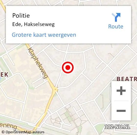 Locatie op kaart van de 112 melding: Politie Ede, Hakselseweg op 28 september 2023 16:15