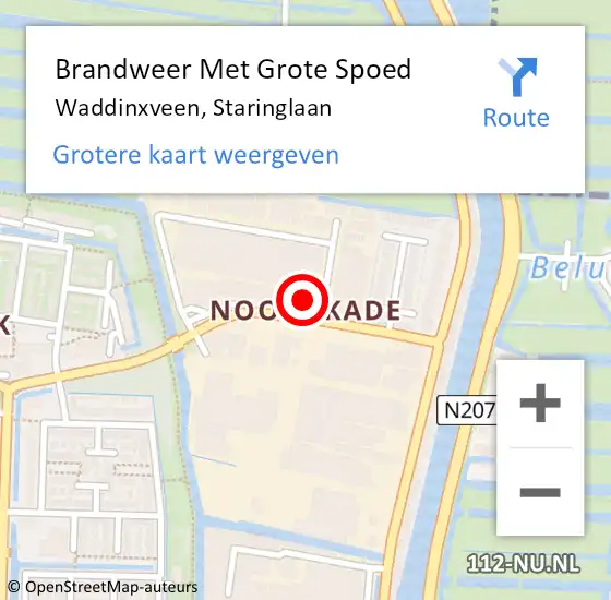 Locatie op kaart van de 112 melding: Brandweer Met Grote Spoed Naar Waddinxveen, Staringlaan op 9 september 2014 18:31