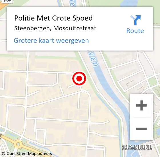 Locatie op kaart van de 112 melding: Politie Met Grote Spoed Naar Steenbergen, Mosquitostraat op 28 september 2023 16:48