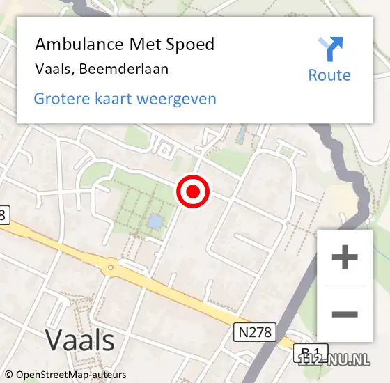 Locatie op kaart van de 112 melding: Ambulance Met Spoed Naar Vaals, Beemderlaan op 9 september 2014 18:35