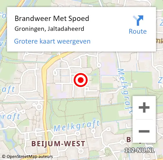 Locatie op kaart van de 112 melding: Brandweer Met Spoed Naar Groningen, Jaltadaheerd op 28 september 2023 17:00