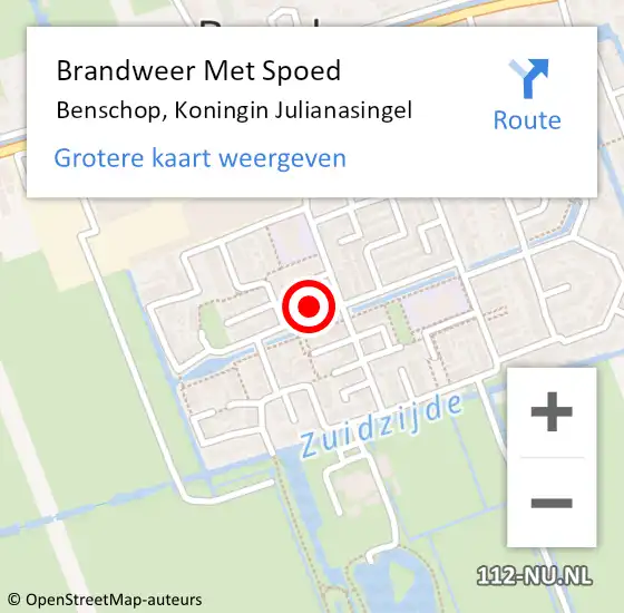 Locatie op kaart van de 112 melding: Brandweer Met Spoed Naar Benschop, Koningin Julianasingel op 28 september 2023 17:23