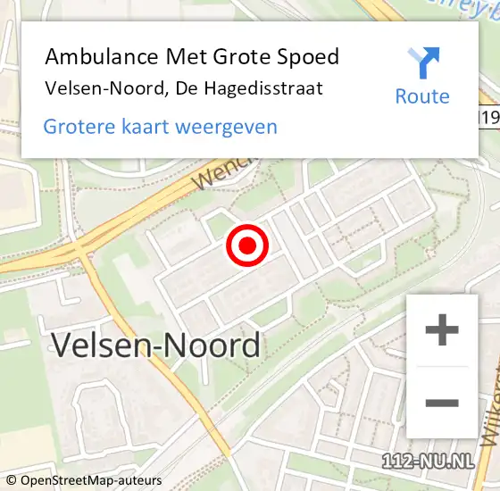 Locatie op kaart van de 112 melding: Ambulance Met Grote Spoed Naar Velsen-Noord, De Hagedisstraat op 28 september 2023 17:27