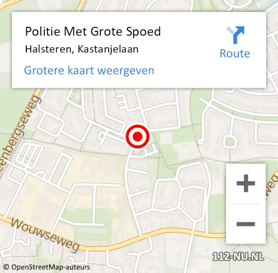 Locatie op kaart van de 112 melding: Politie Met Grote Spoed Naar Halsteren, Kastanjelaan op 28 september 2023 17:32