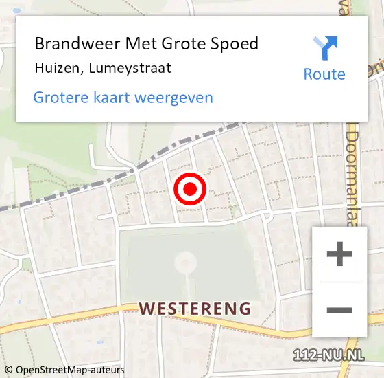 Locatie op kaart van de 112 melding: Brandweer Met Grote Spoed Naar Huizen, Lumeystraat op 28 september 2023 17:49