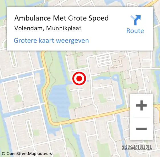 Locatie op kaart van de 112 melding: Ambulance Met Grote Spoed Naar Volendam, Munnikplaat op 28 september 2023 18:09