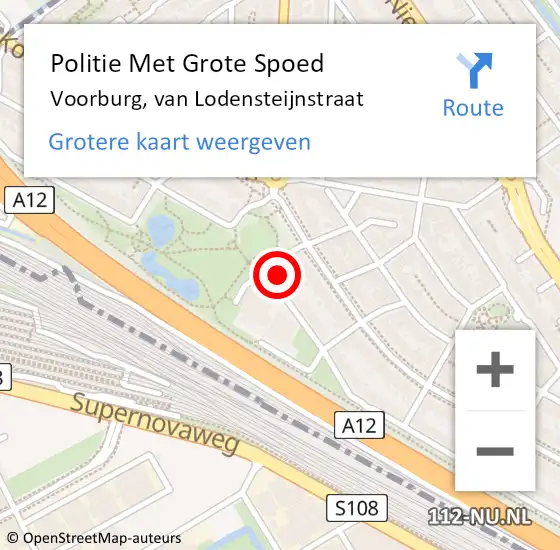 Locatie op kaart van de 112 melding: Politie Met Grote Spoed Naar Voorburg, van Lodensteijnstraat op 28 september 2023 18:11