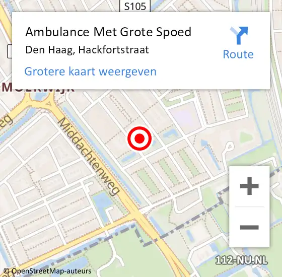 Locatie op kaart van de 112 melding: Ambulance Met Grote Spoed Naar Den Haag, Hackfortstraat op 28 september 2023 18:13