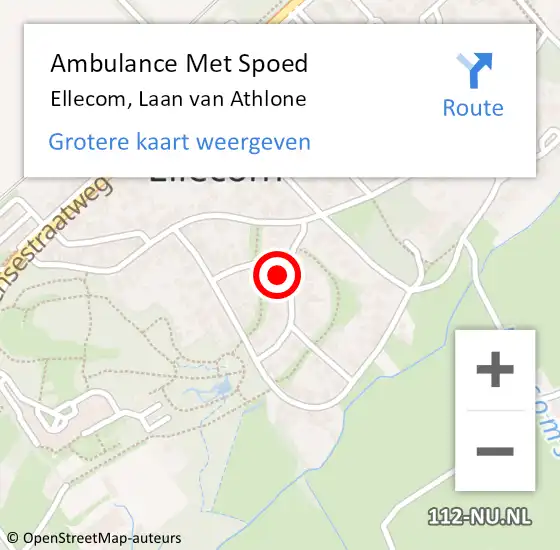 Locatie op kaart van de 112 melding: Ambulance Met Spoed Naar Ellecom, Laan van Athlone op 9 september 2014 18:48