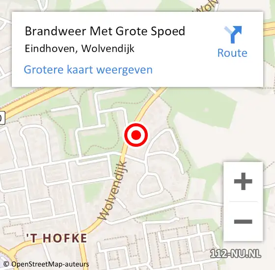 Locatie op kaart van de 112 melding: Brandweer Met Grote Spoed Naar Eindhoven, Wolvendijk op 28 september 2023 18:21