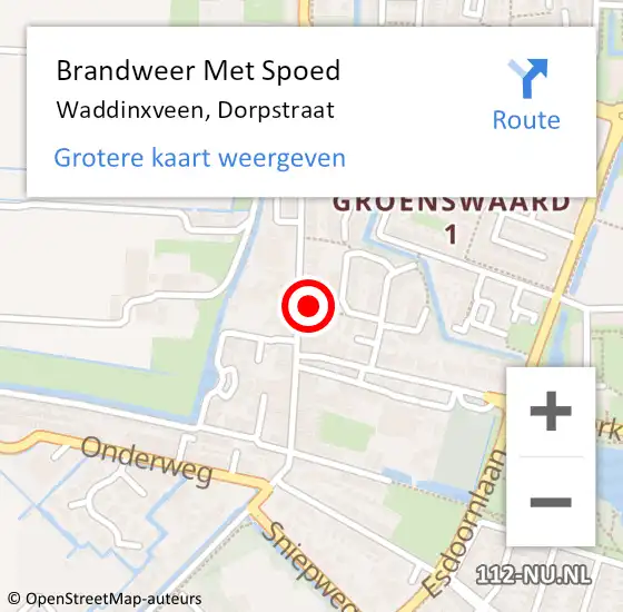 Locatie op kaart van de 112 melding: Brandweer Met Spoed Naar Waddinxveen, Dorpstraat op 28 september 2023 18:31