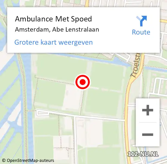 Locatie op kaart van de 112 melding: Ambulance Met Spoed Naar Amsterdam, Abe Lenstralaan op 28 september 2023 18:54