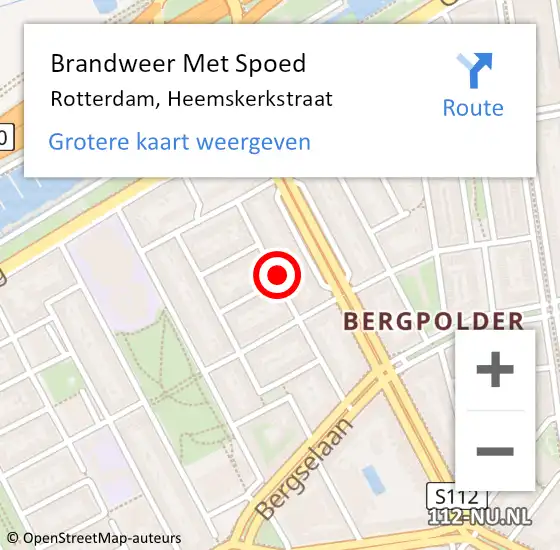 Locatie op kaart van de 112 melding: Brandweer Met Spoed Naar Rotterdam, Heemskerkstraat op 28 september 2023 19:23