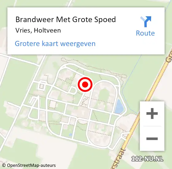 Locatie op kaart van de 112 melding: Brandweer Met Grote Spoed Naar Vries, Holtveen op 28 september 2023 19:24